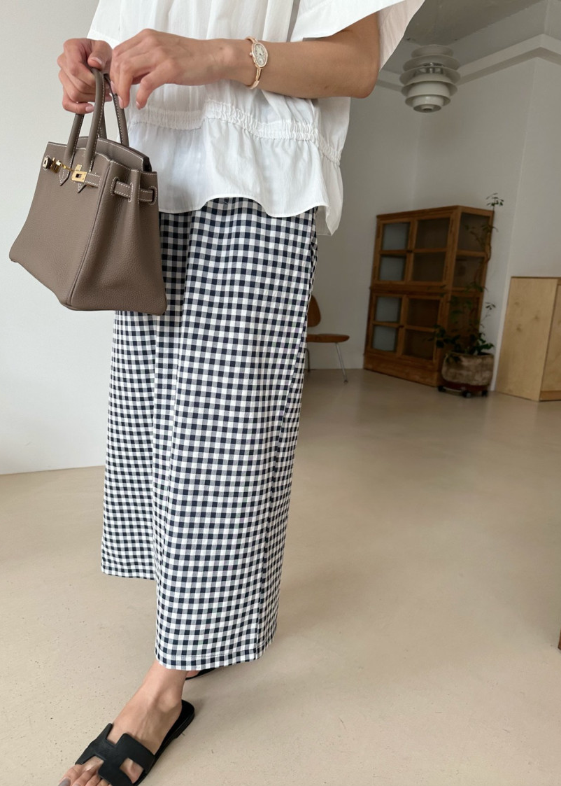 Gingham checkered H skirt