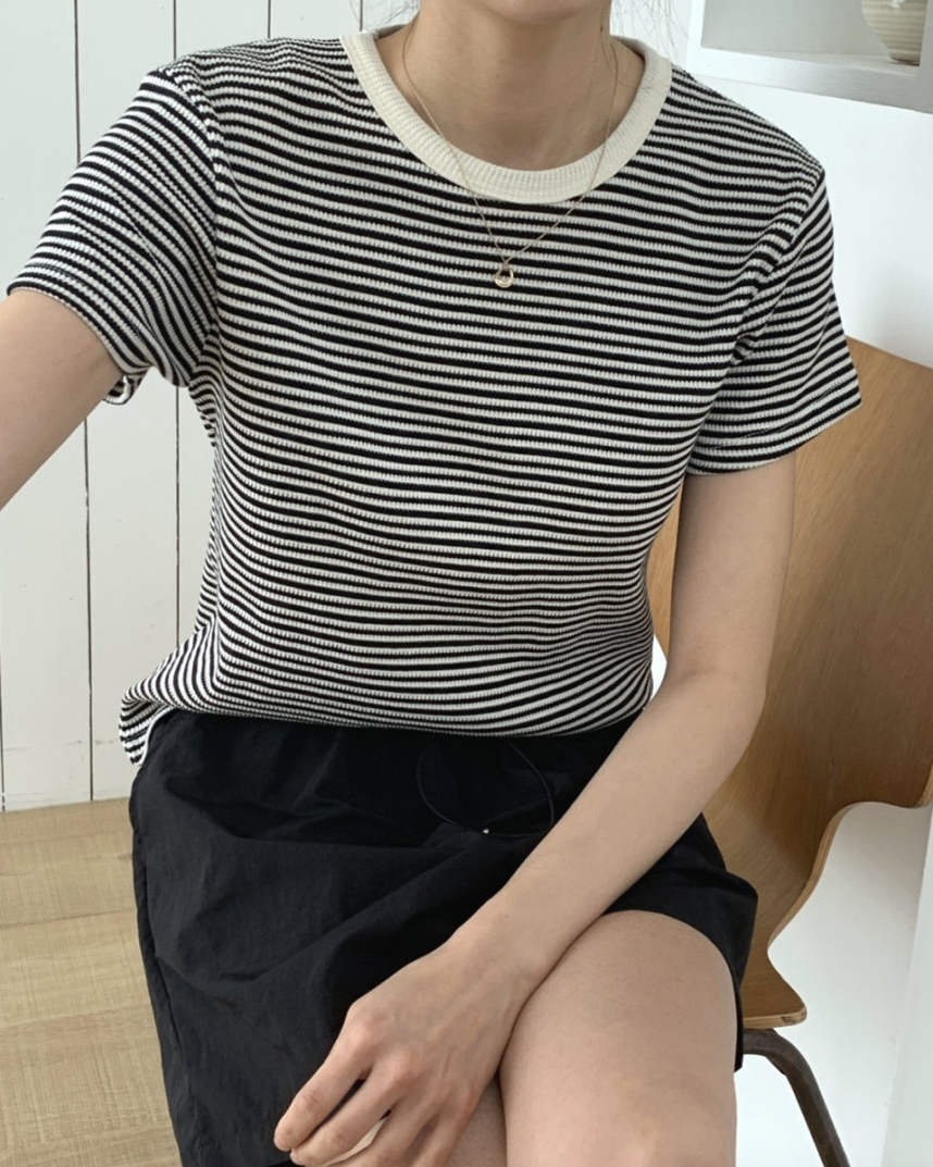 Summer waffle striped t-shirt