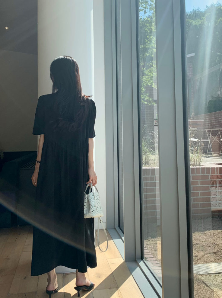 Smocked silky dress
