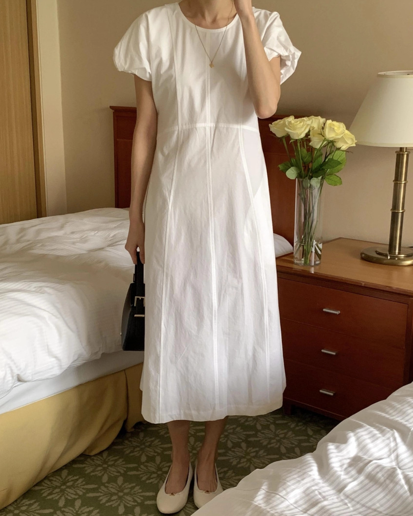 Spring puff cotton dress