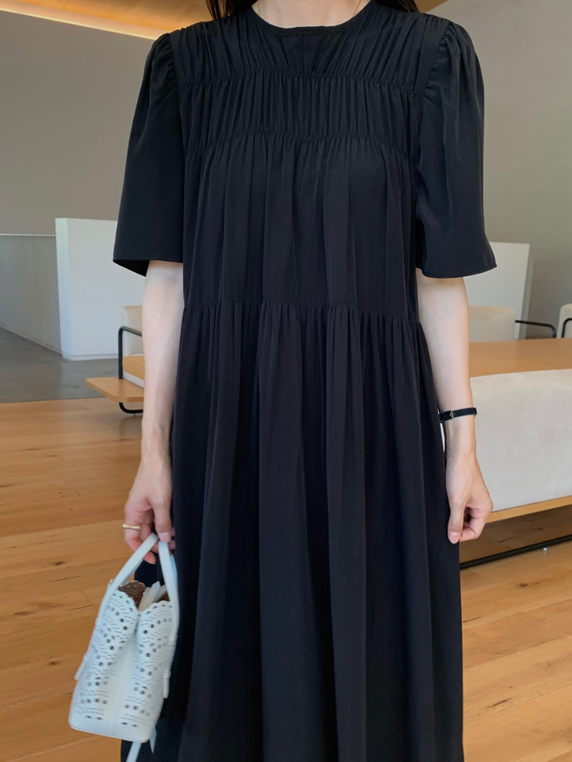 Smocked silky dress