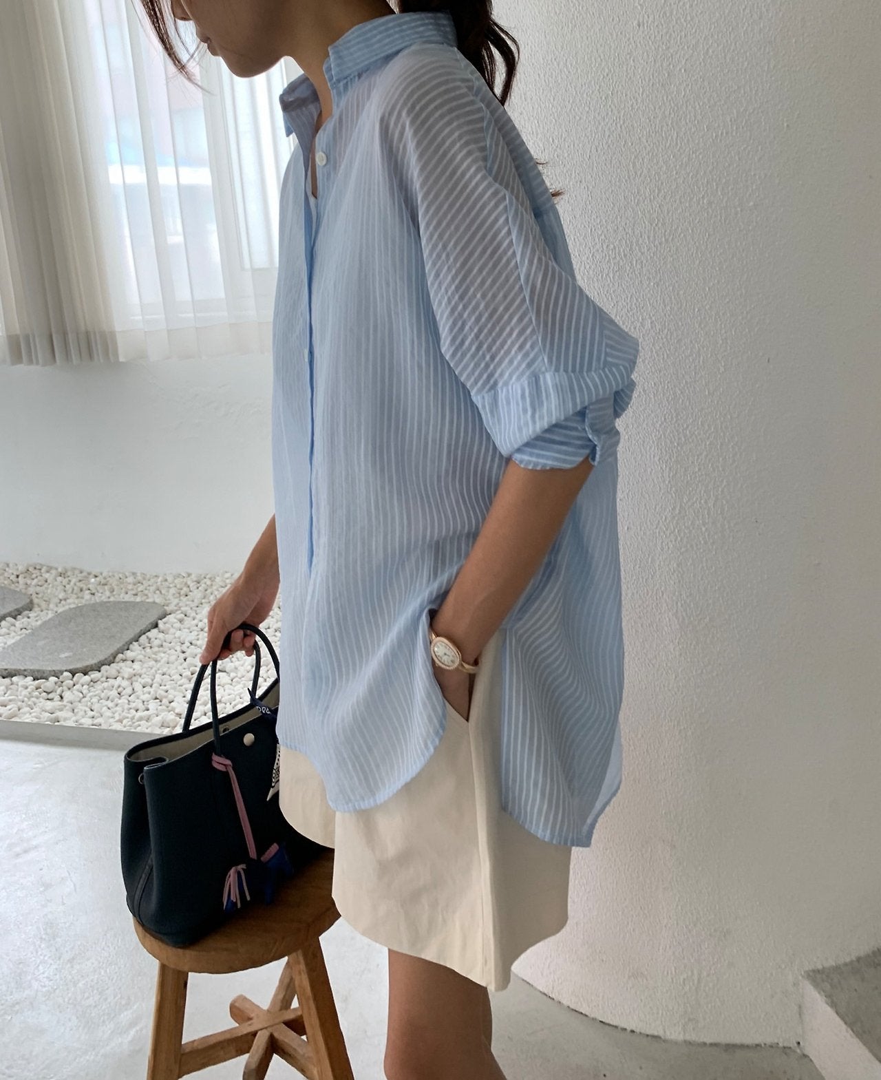 Sheer striped shirt