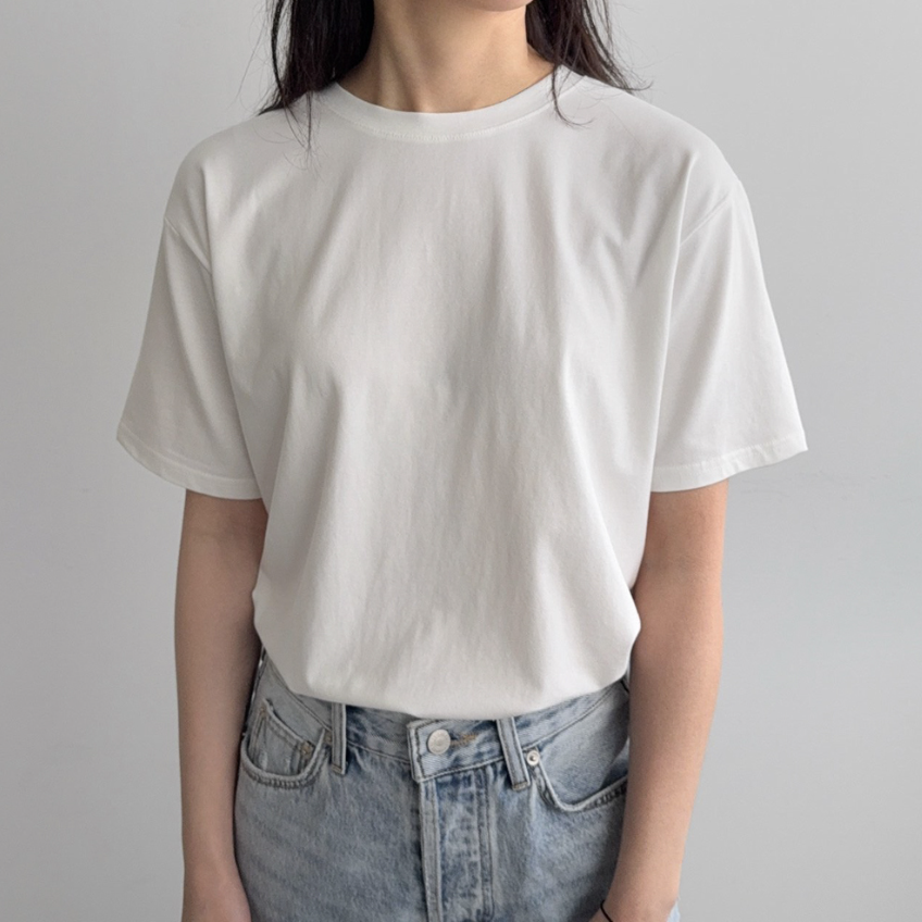 Cream modal basic T-shirt