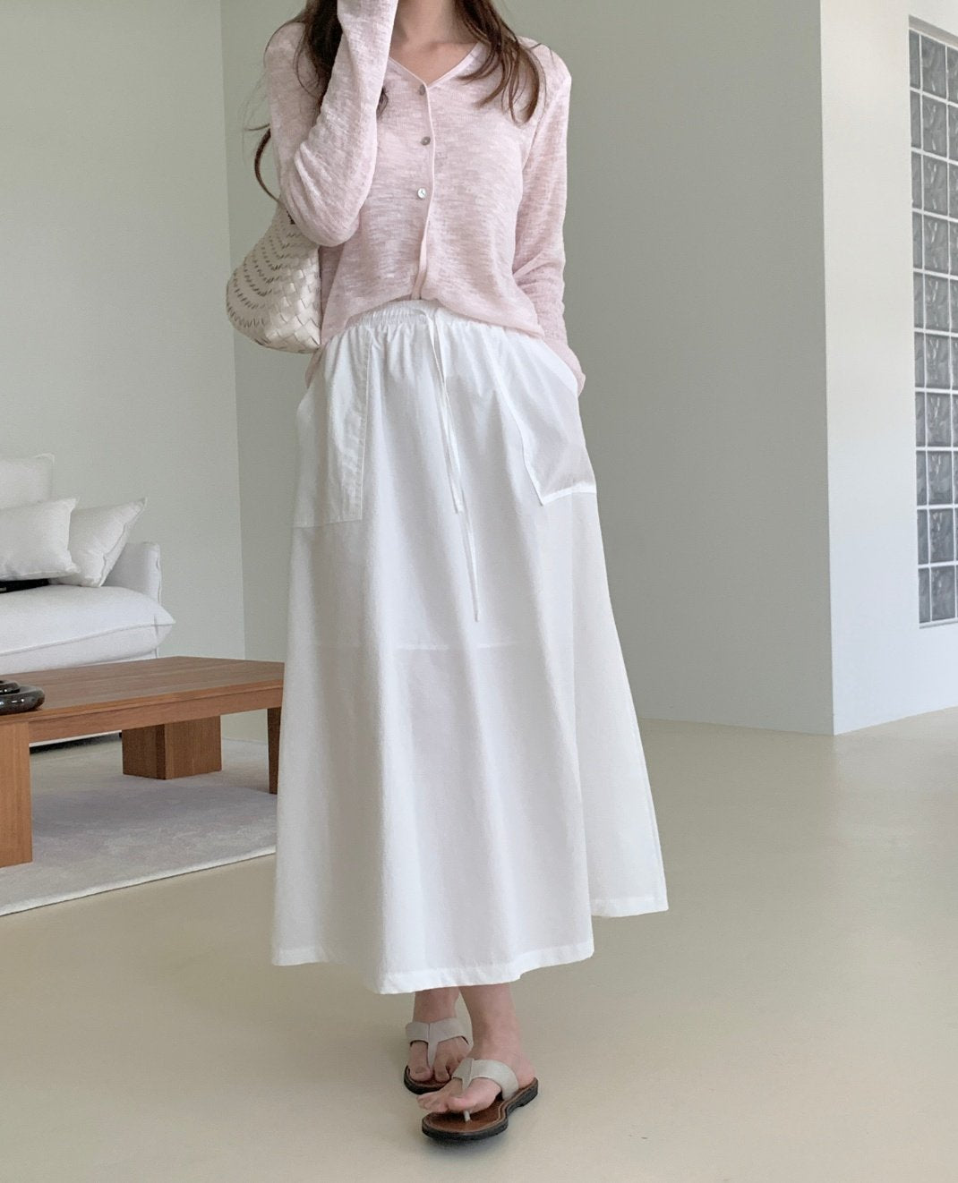 Cotton big pocket skirt