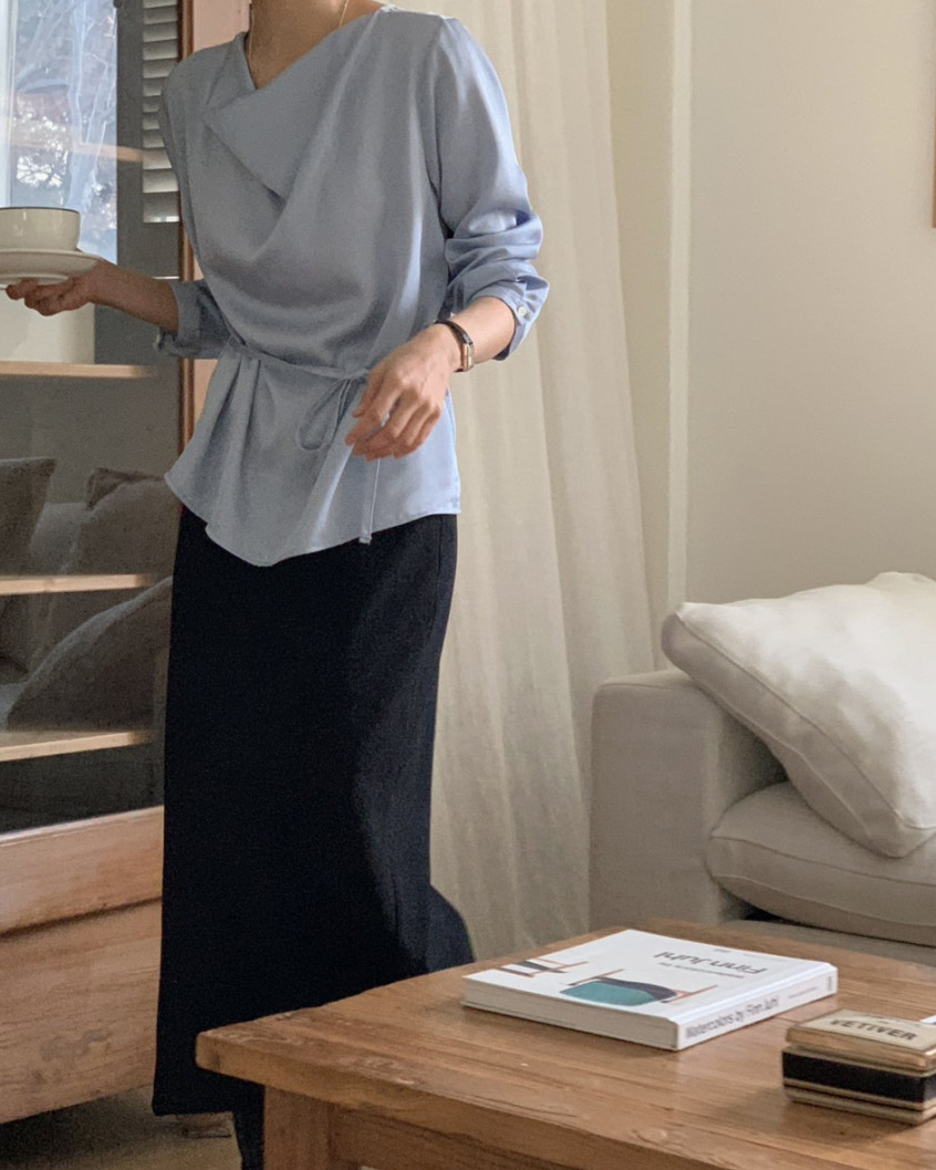 Cowl neck silky blouse
