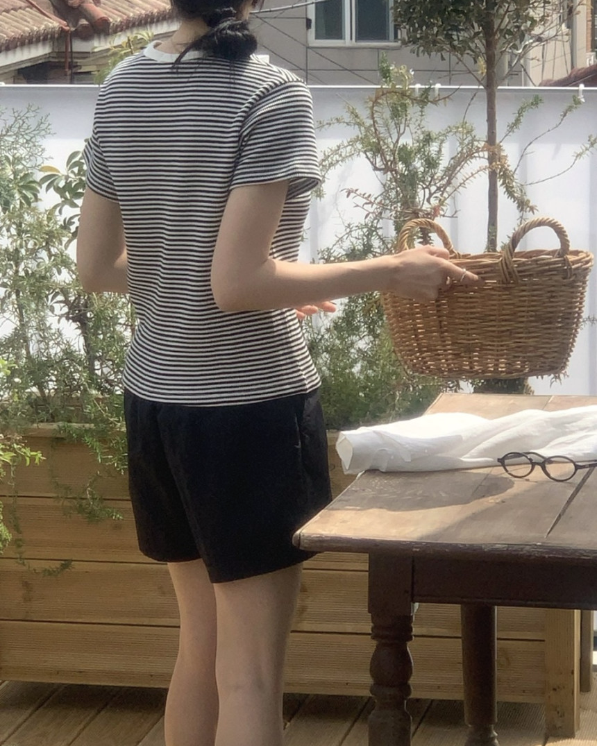 Summer waffle striped t-shirt