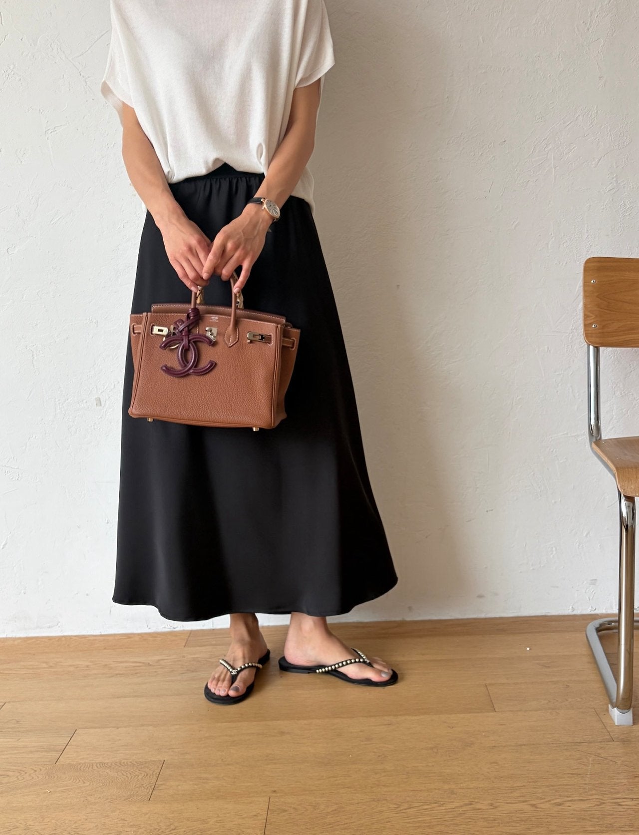 Satin A line skirt