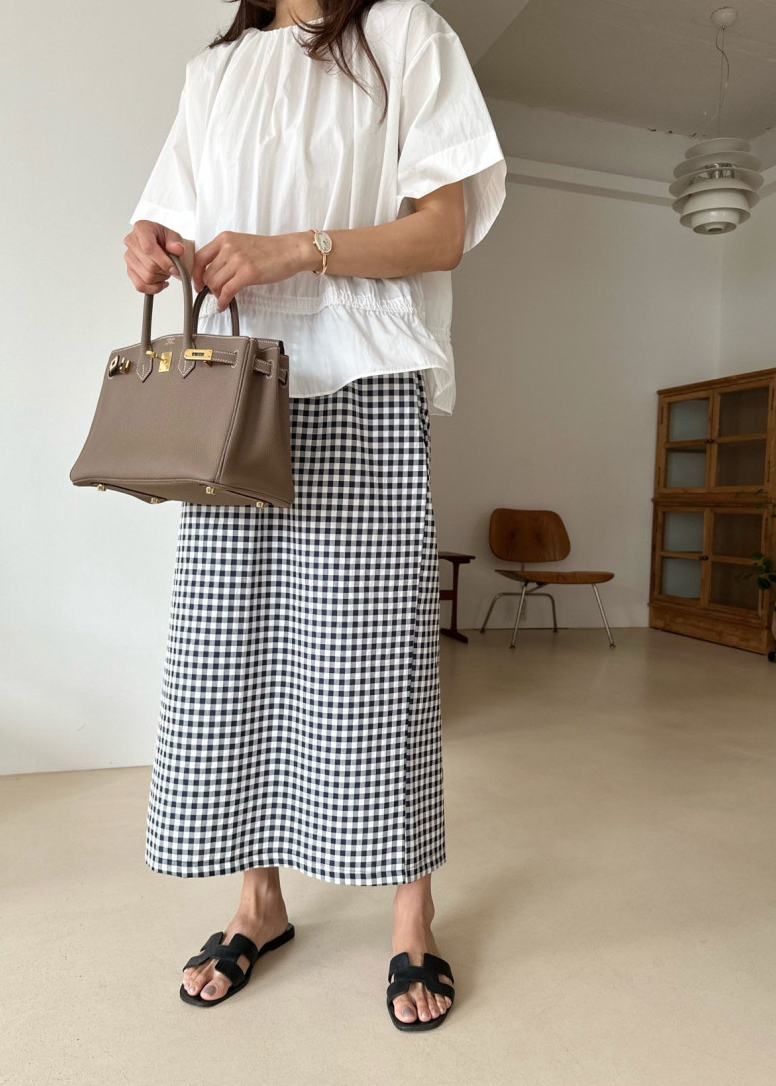 Gingham checkered H skirt