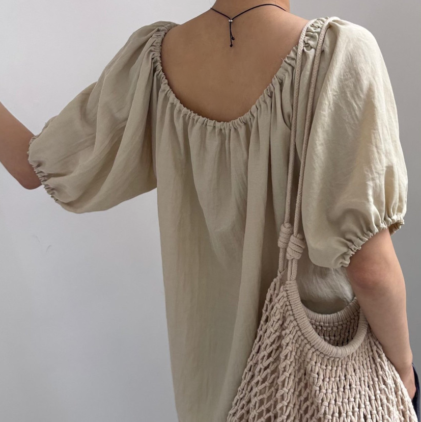 Rayon puff sleeve blouse