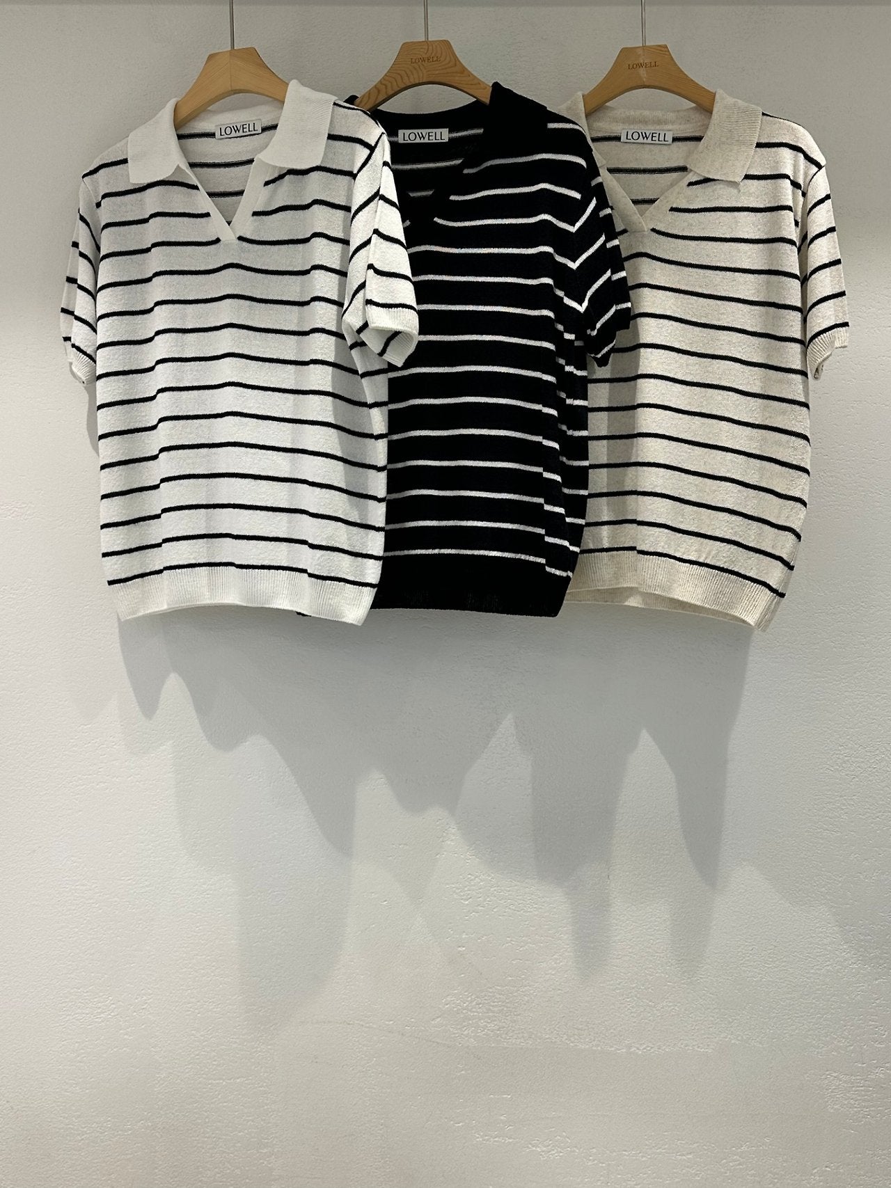 Linen striped knit top