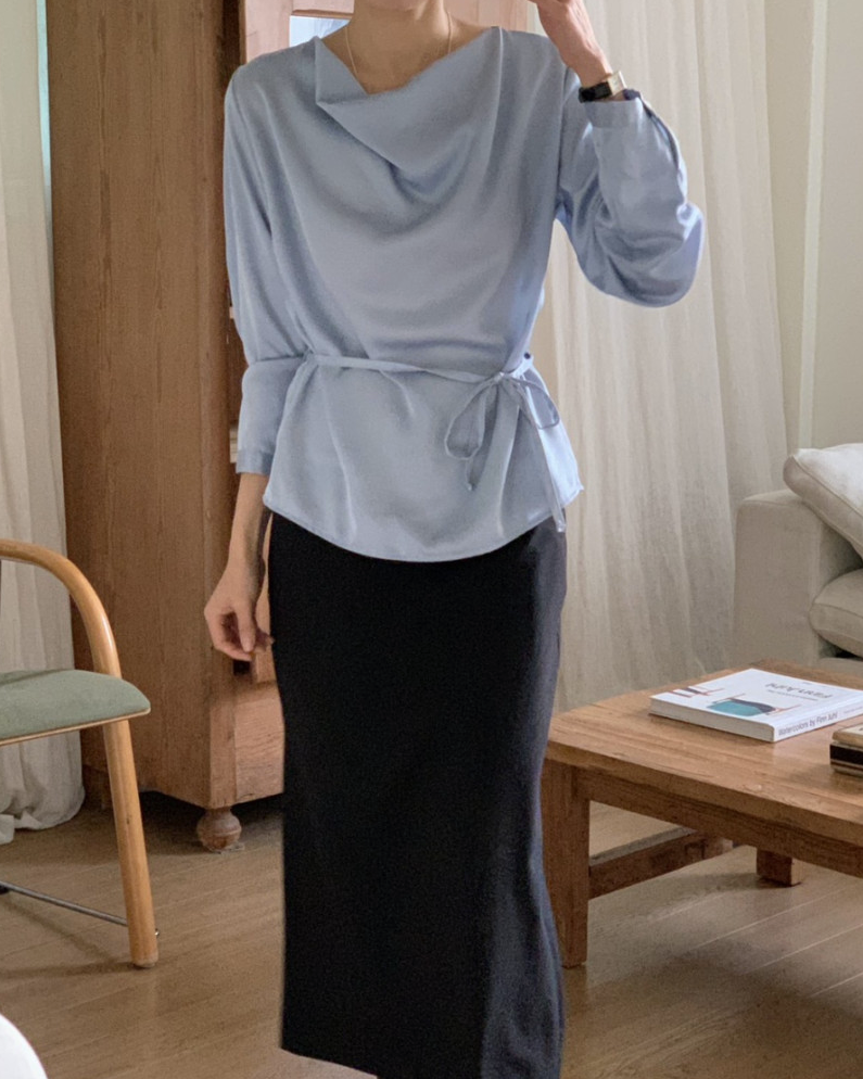 Cowl neck silky blouse