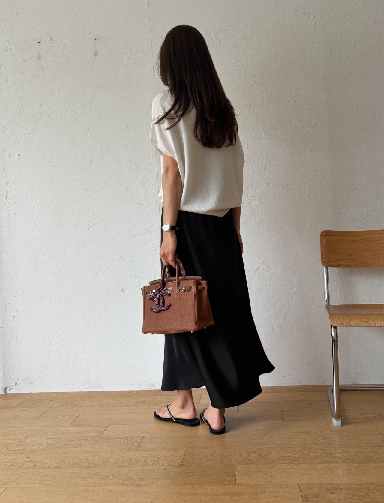 Satin A line skirt