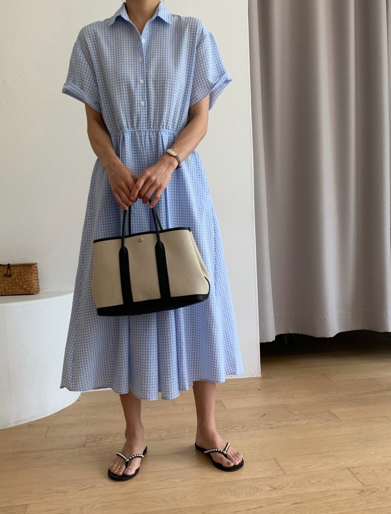 Gingham seersucker dress