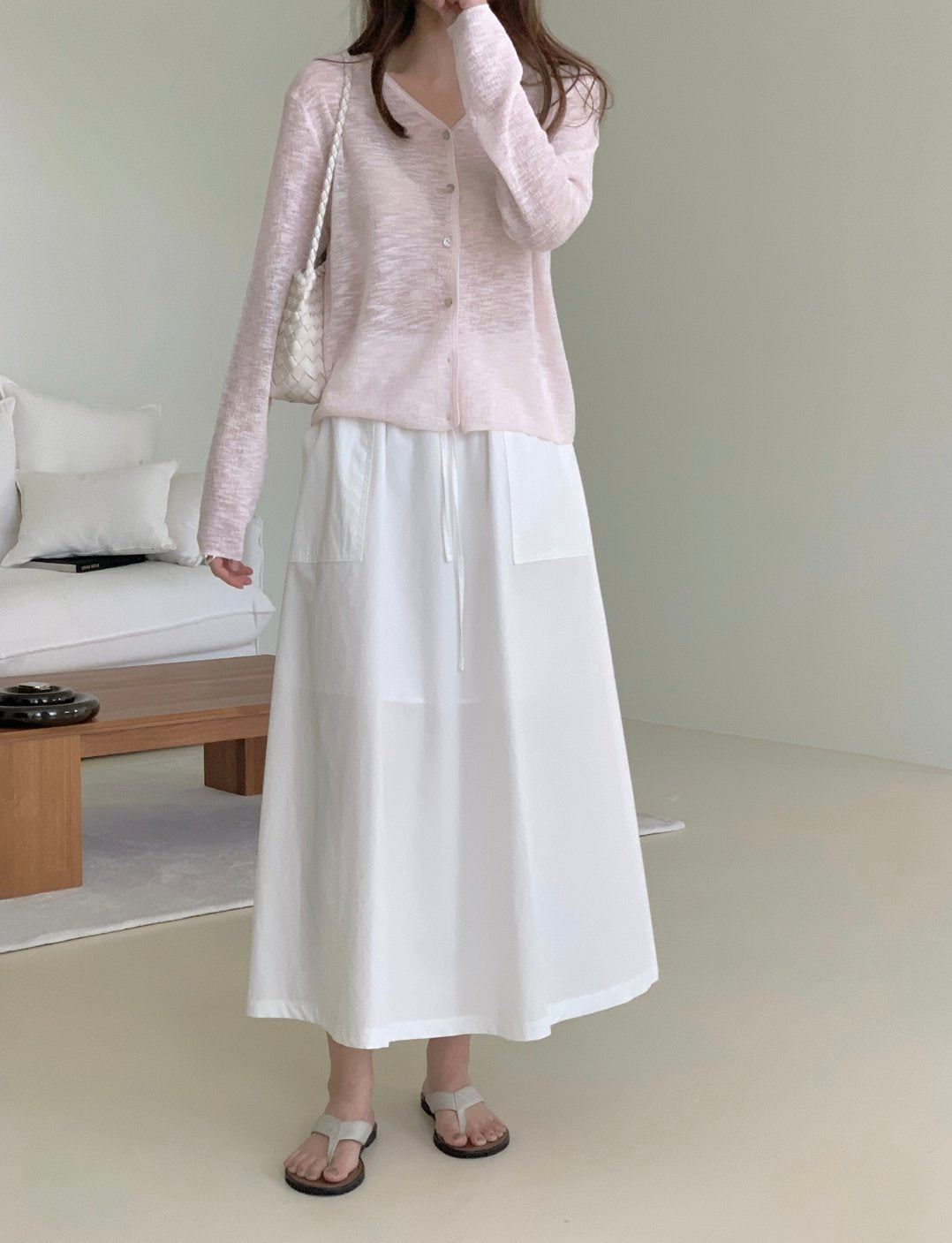 Cotton big pocket skirt