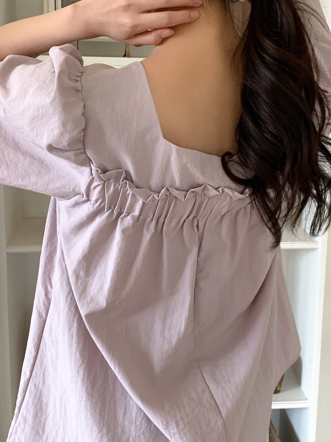 Nylon shirring blouse