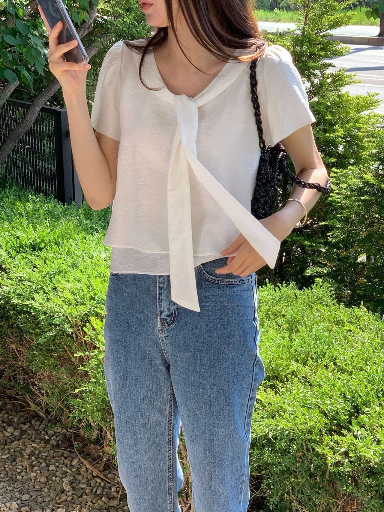 Tie blouse