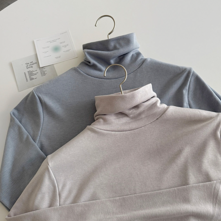 (F/W) Fleece lined high neck T-shirt