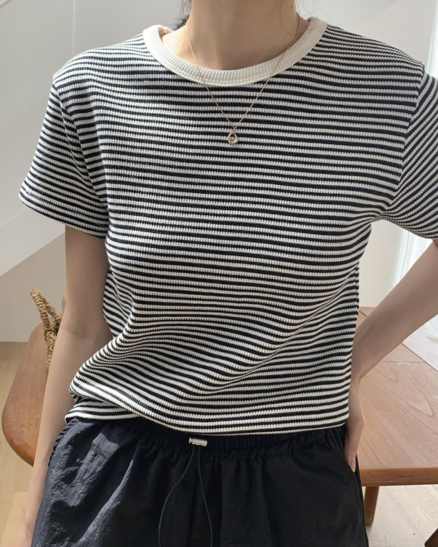 Summer waffle striped t-shirt
