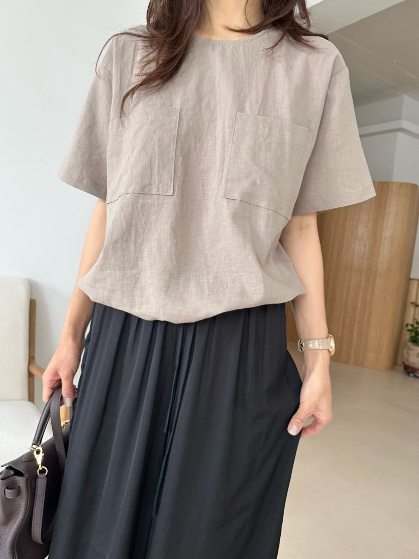 Linen pocket blouse