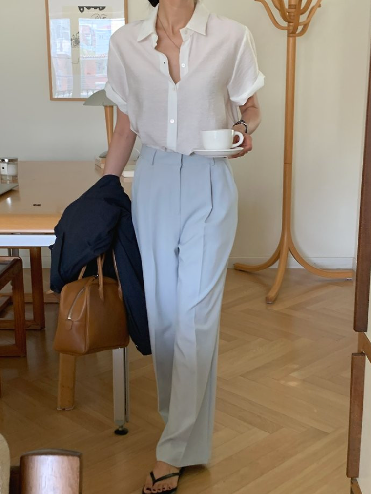 Silky half sleeves blouse