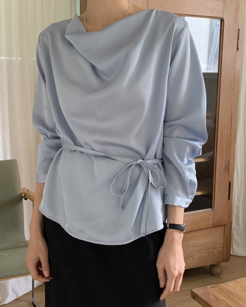 Cowl neck silky blouse