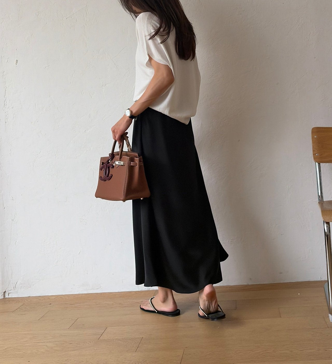 Satin A line skirt
