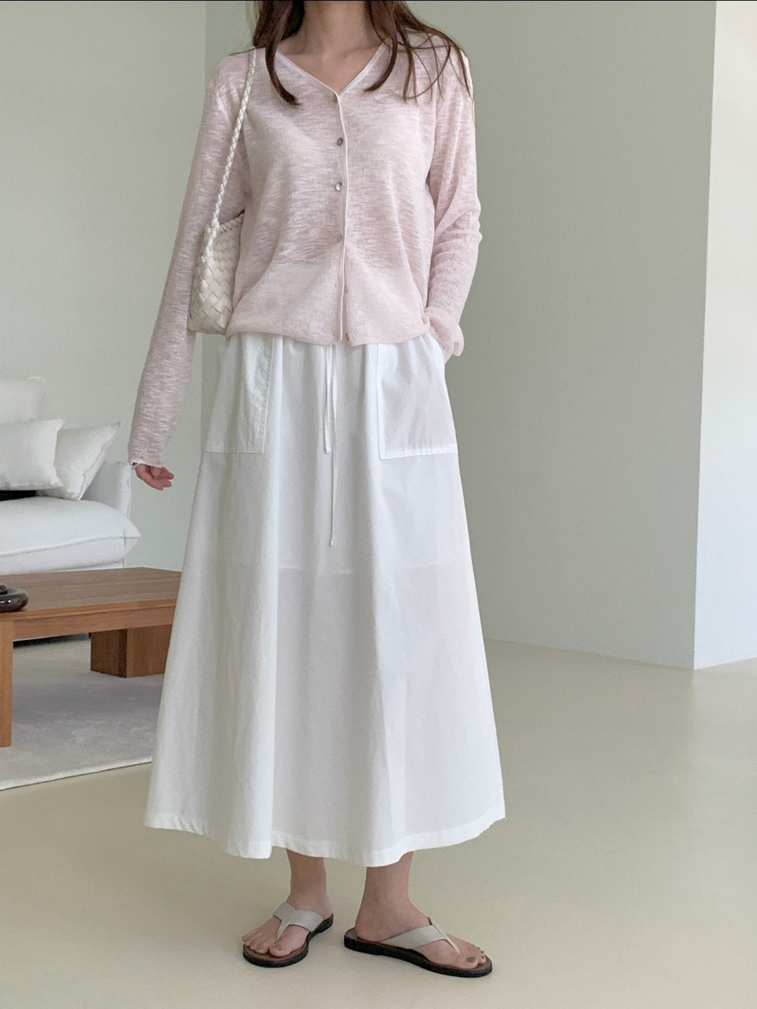 Cotton big pocket skirt