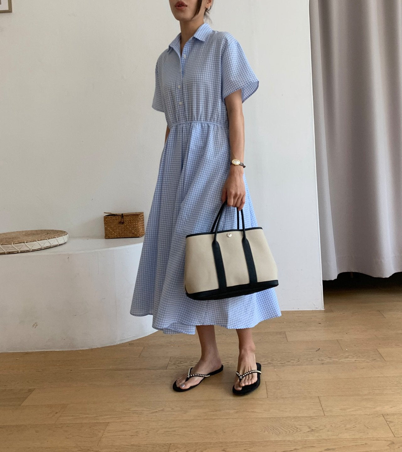 Gingham seersucker dress