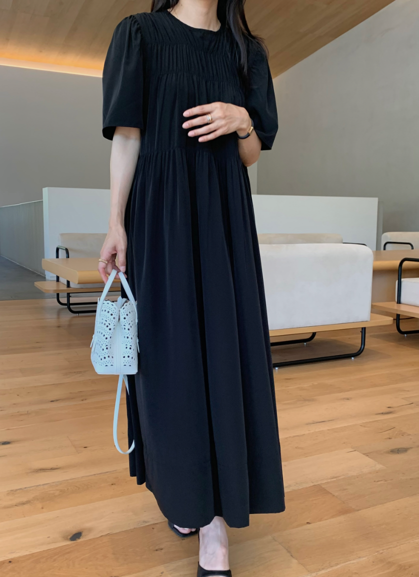 Smocked silky dress