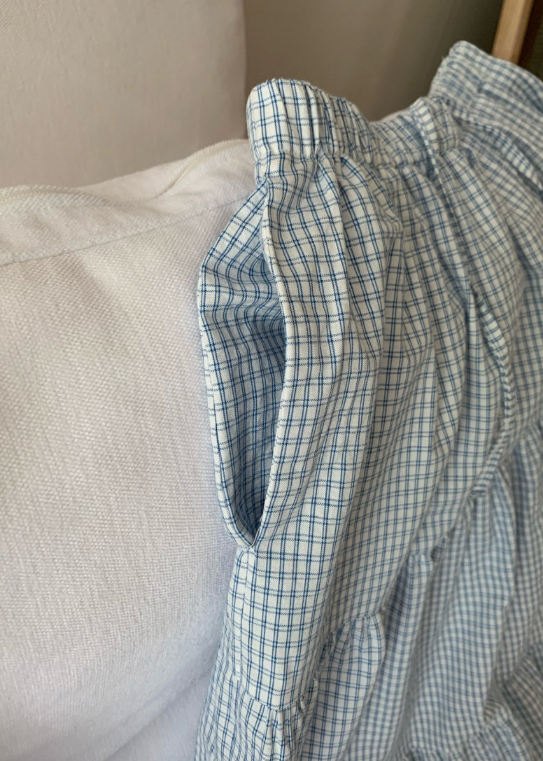 Checkered tiered skirt