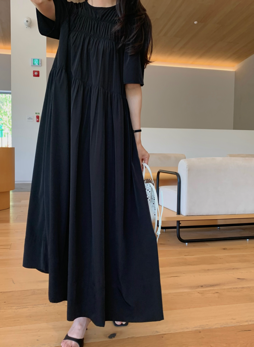 Smocked silky dress