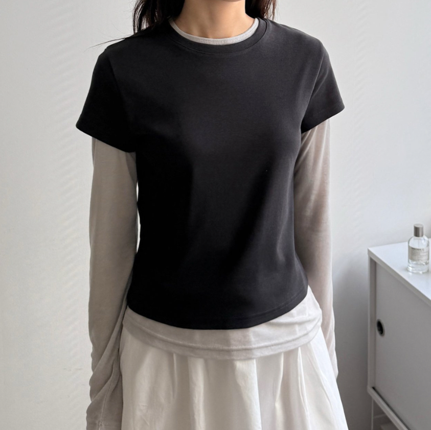 Cream modal mini T-shirt