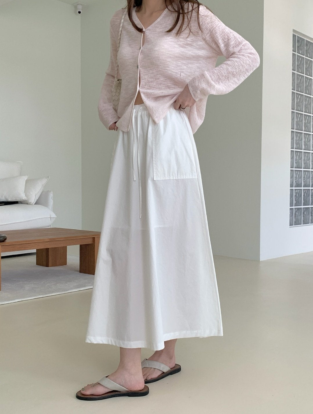 Cotton big pocket skirt