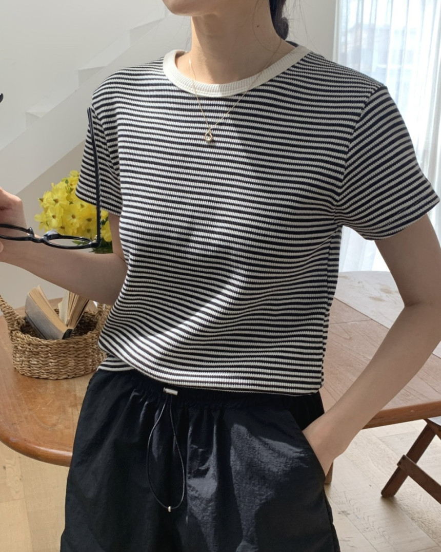 Summer waffle striped t-shirt