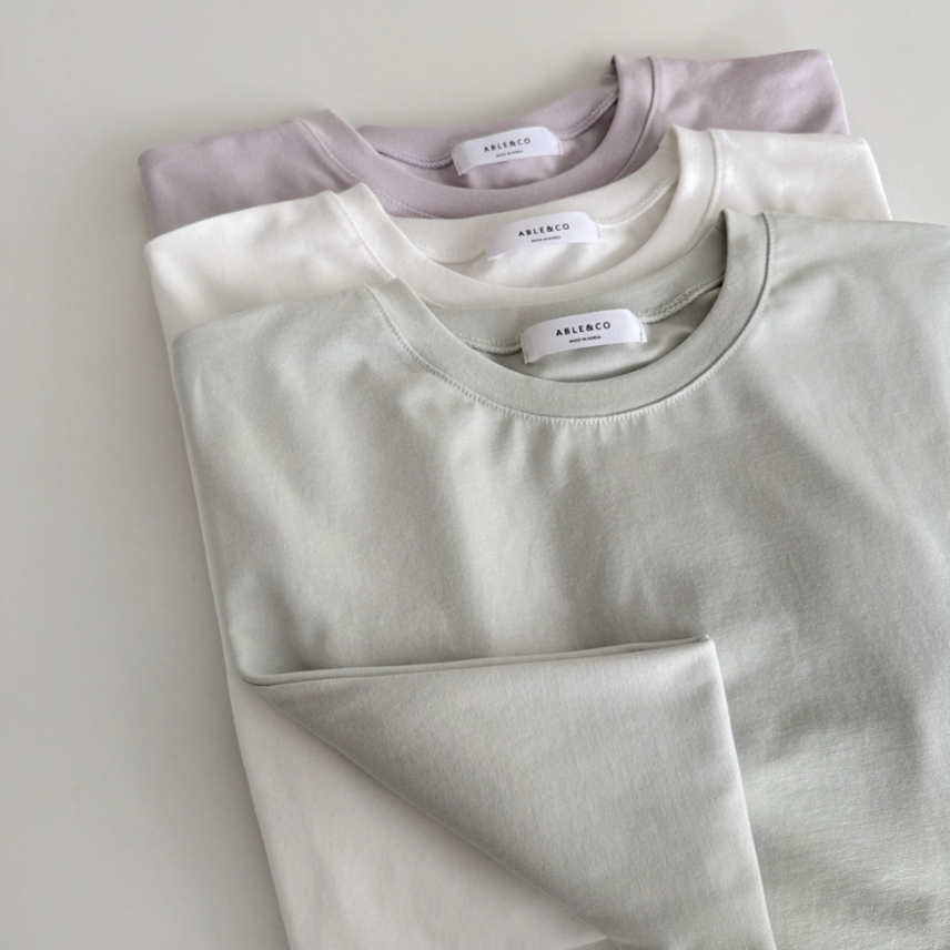 Cream modal basic T-shirt