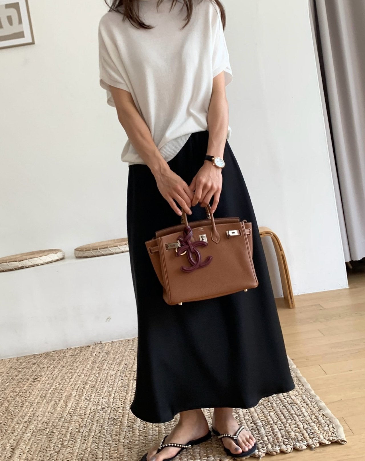 Satin A line skirt