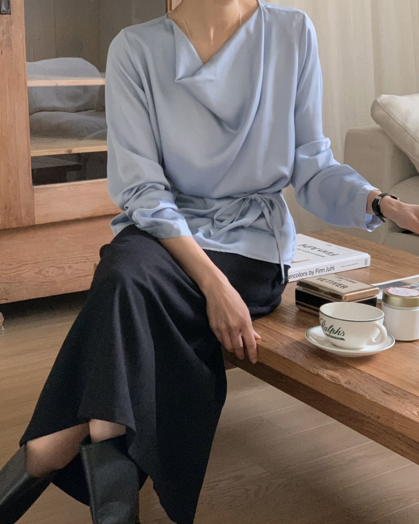 Cowl neck silky blouse