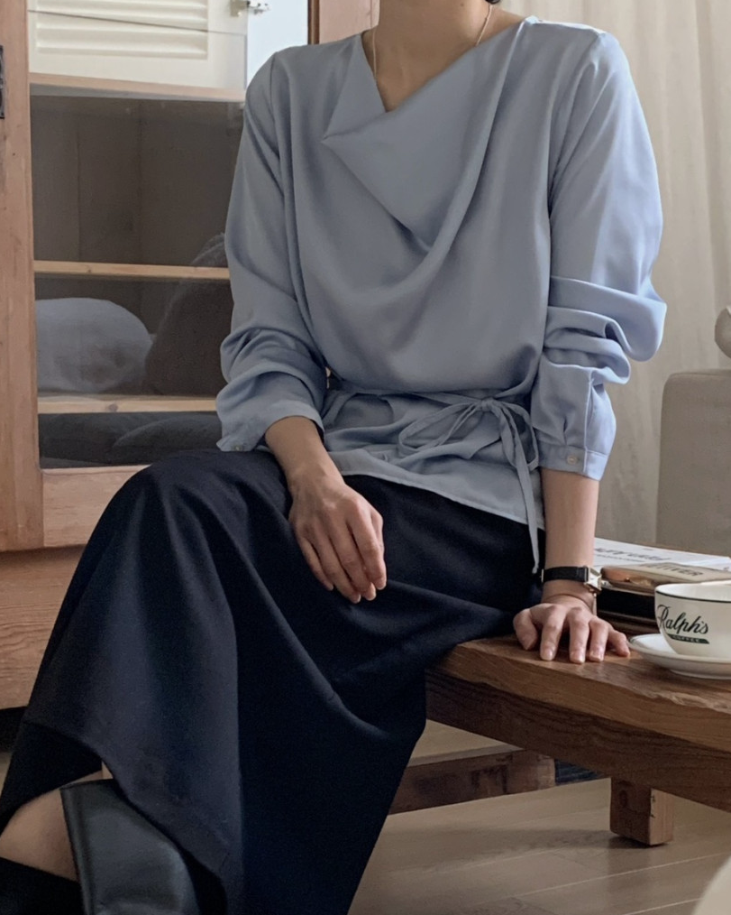 Cowl neck silky blouse