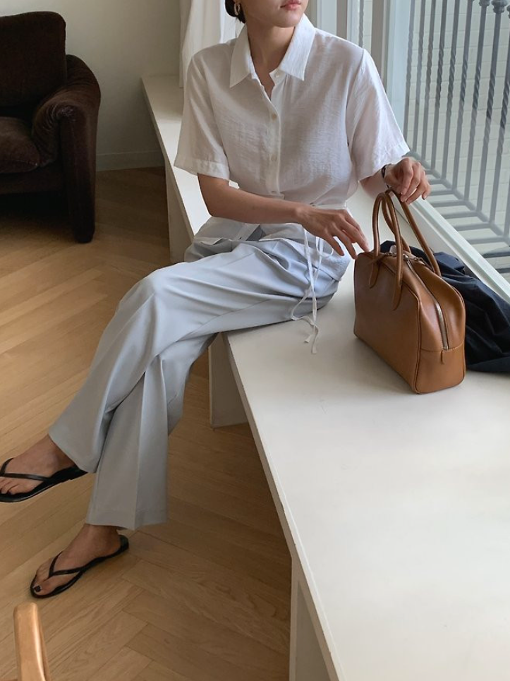 Silky half sleeves blouse