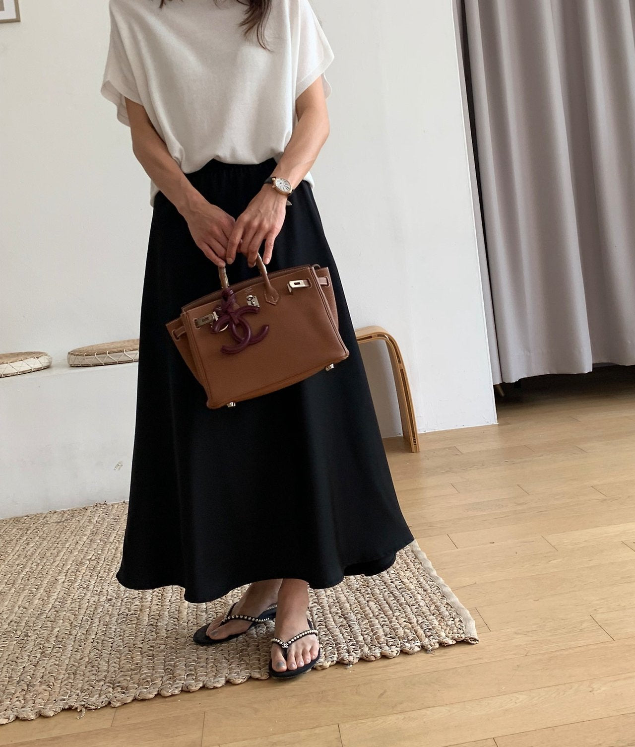 Satin A line skirt