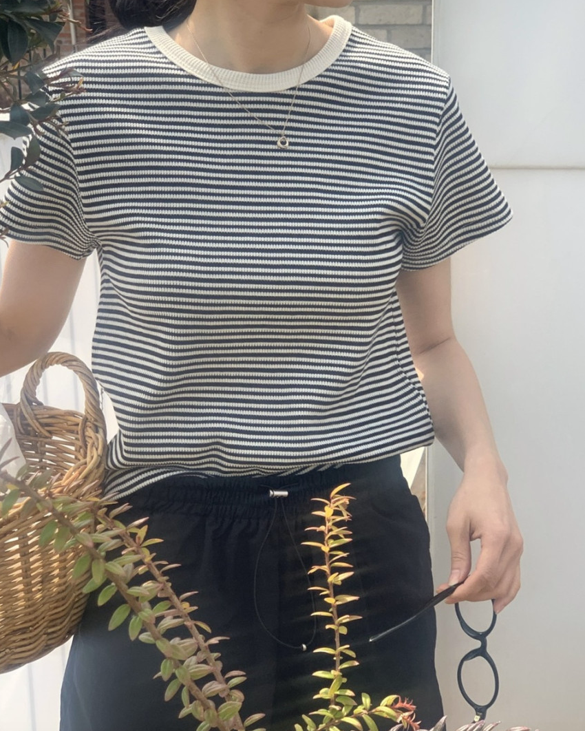 Summer waffle striped t-shirt