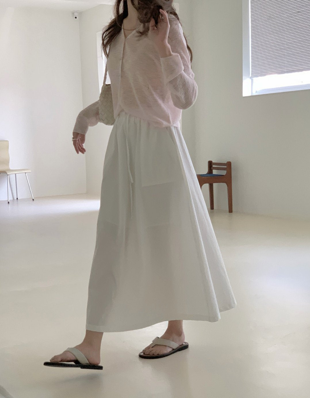 Cotton big pocket skirt