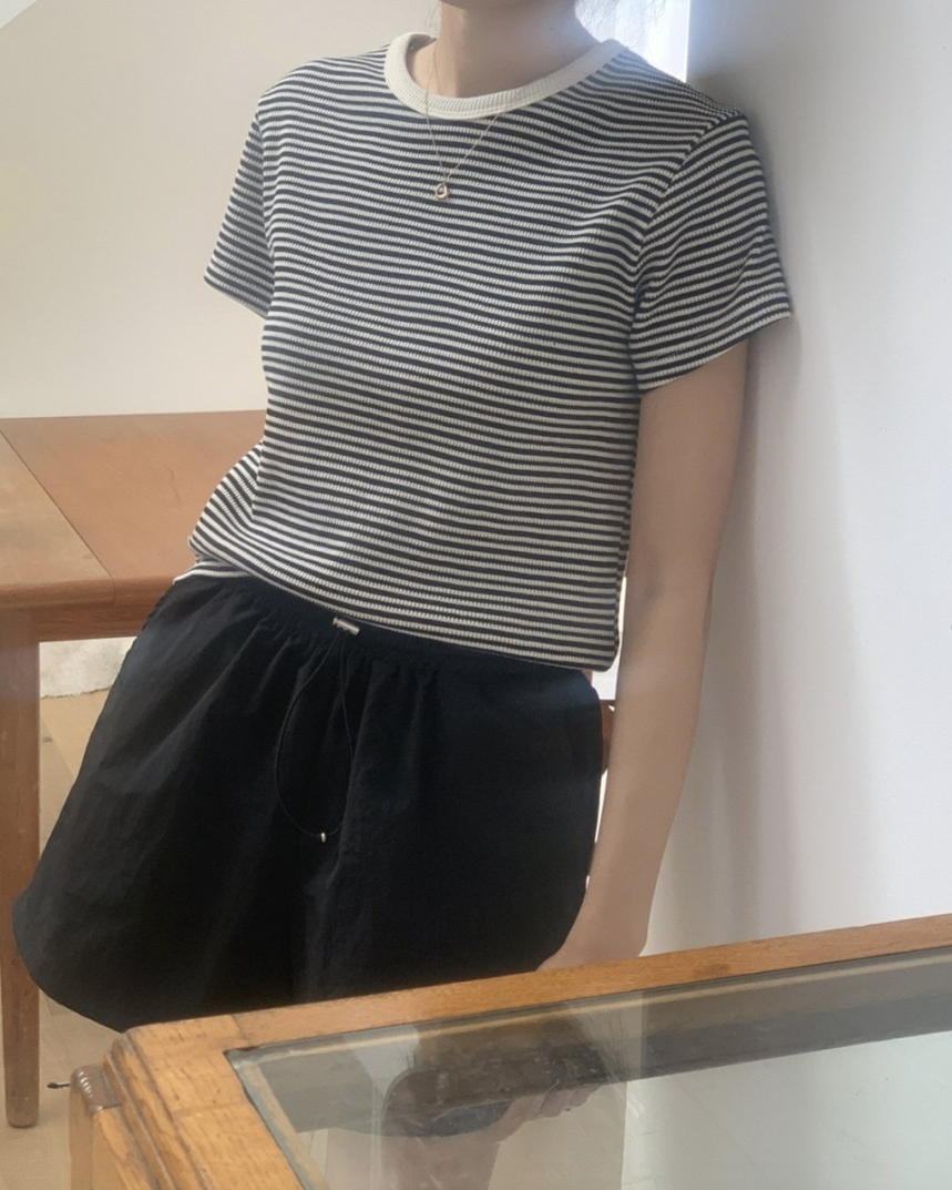 Summer waffle striped t-shirt