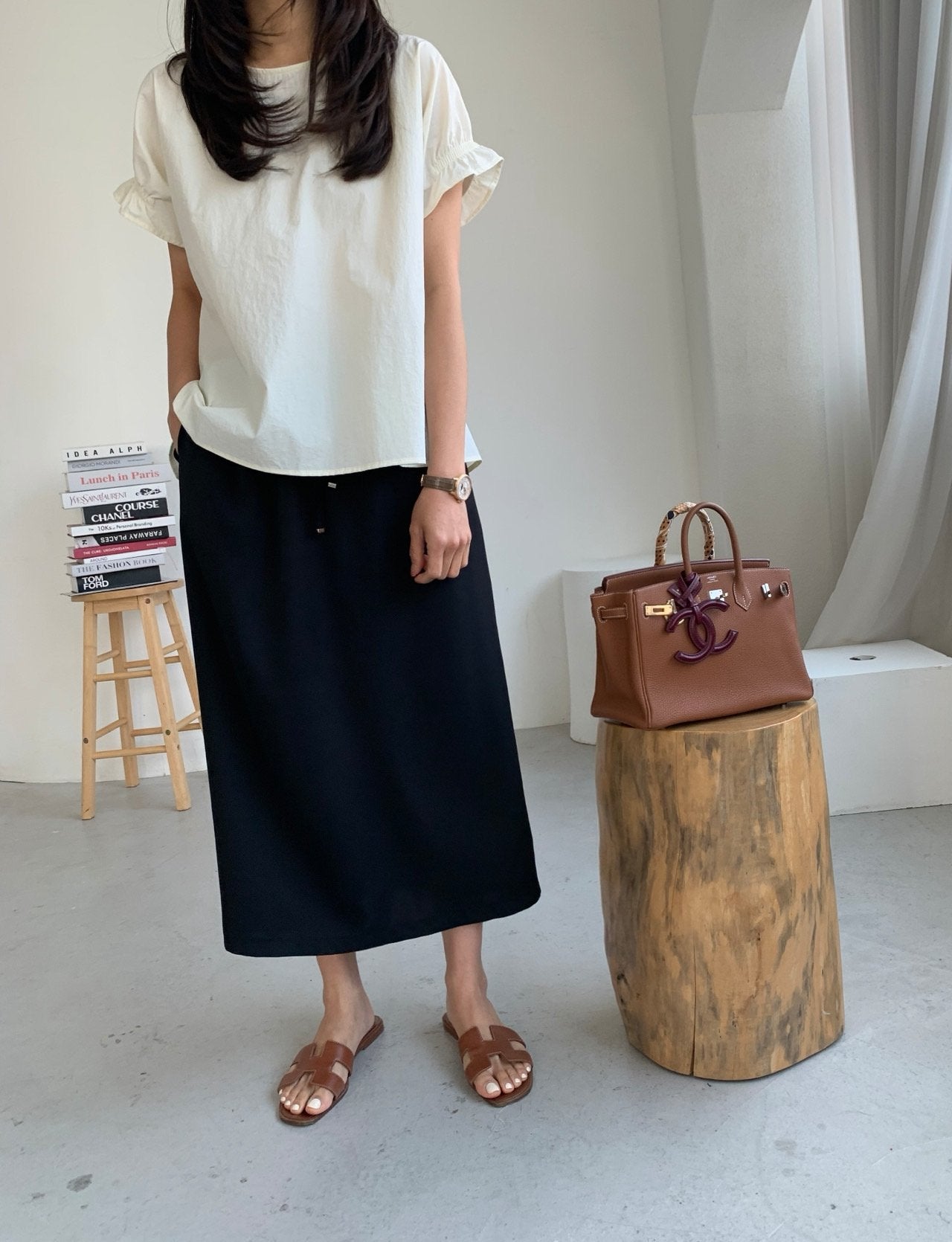 Nylon frill sleeves blouse