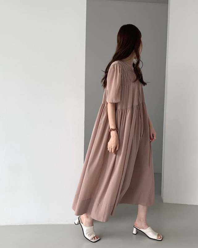 Smocked silky dress
