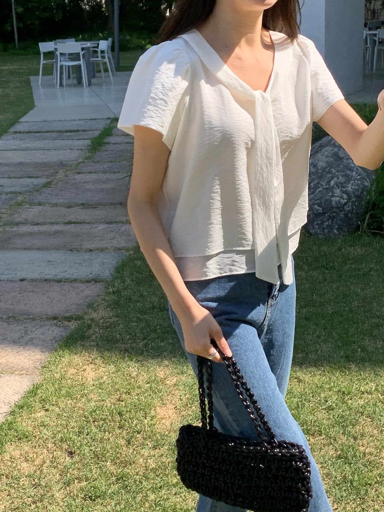 Tie blouse
