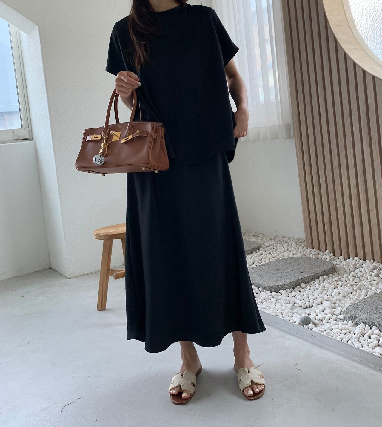 Satin A line skirt