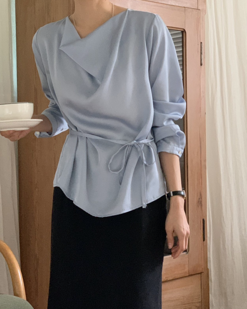 Cowl neck silky blouse