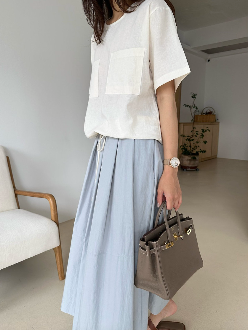 Linen pocket blouse