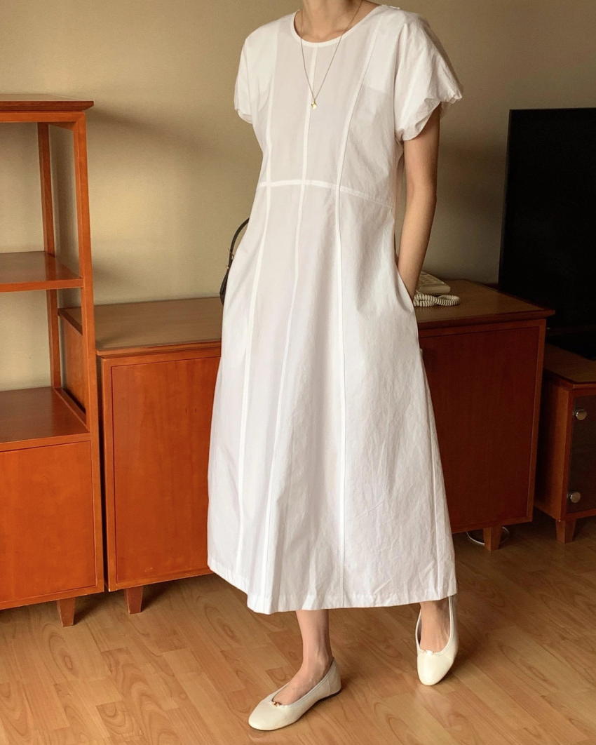 Spring puff cotton dress